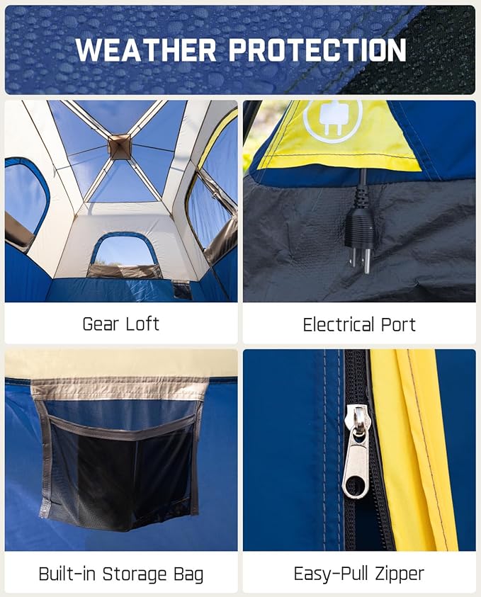 Camping Tent 4/6/8/10 Person Instant Cabin Tent Setup in 60 Seconds with Rainfly